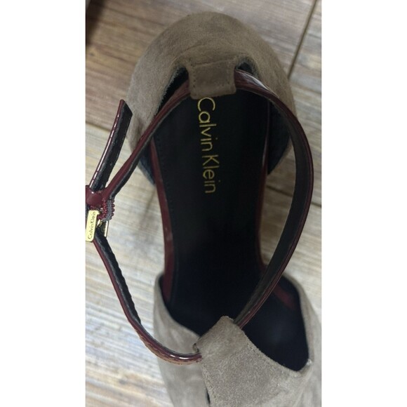 Calvin Klein Cherilyn T-Strap Pumps Suede Taupe Womens Size 11 Shoes $129 (3598) - Picture 5 of 7